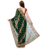 Dark Green Faux Georgette Saree