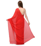 Red Faux Crepe Saree