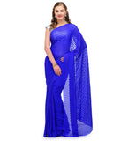 Royal Blue Faux Crepe Saree