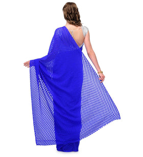 Royal Blue Faux Crepe Saree