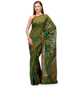 Green Banarasi Chanderi Cotton Saree