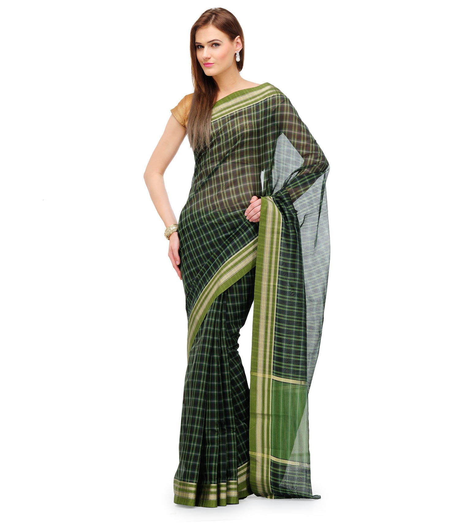 Green Banarasi Chanderi Cotton Saree