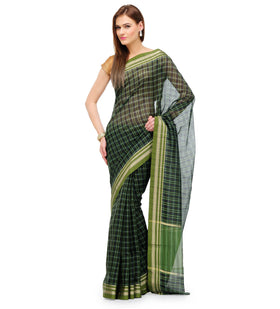 Green Banarasi Chanderi Cotton Saree