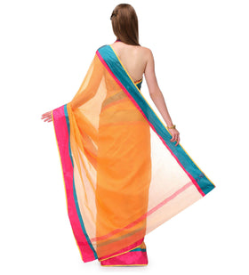 Orange Banarasi Kota Cotton Saree