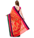 Rust Banarasi Chanderi Cotton Saree