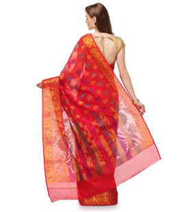 Red Banarasi Cotton Silk Saree