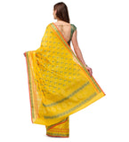 Yellow Chanderi Cotton Banarasi Saree