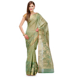 Pista Green Supernet Banarasi Saree