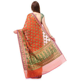 Peach Supernet Banarasi Saree