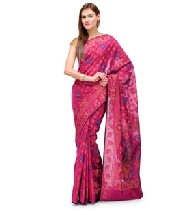 Magenta Banarasi Chanderi Cotton Saree