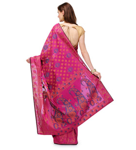 Magenta Banarasi Chanderi Cotton Saree