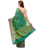 Emerald Green Chanderi Cotton Banarasi Saree