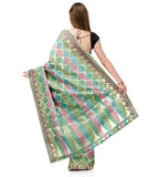 Pista Green Supernet Banarasi Saree