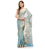 Sky Blue Supernet Banarasi Saree