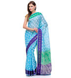 Sky Blue Cotton Blend Banarasi Saree