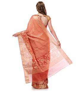 Salmon Supernet Banarasi Saree