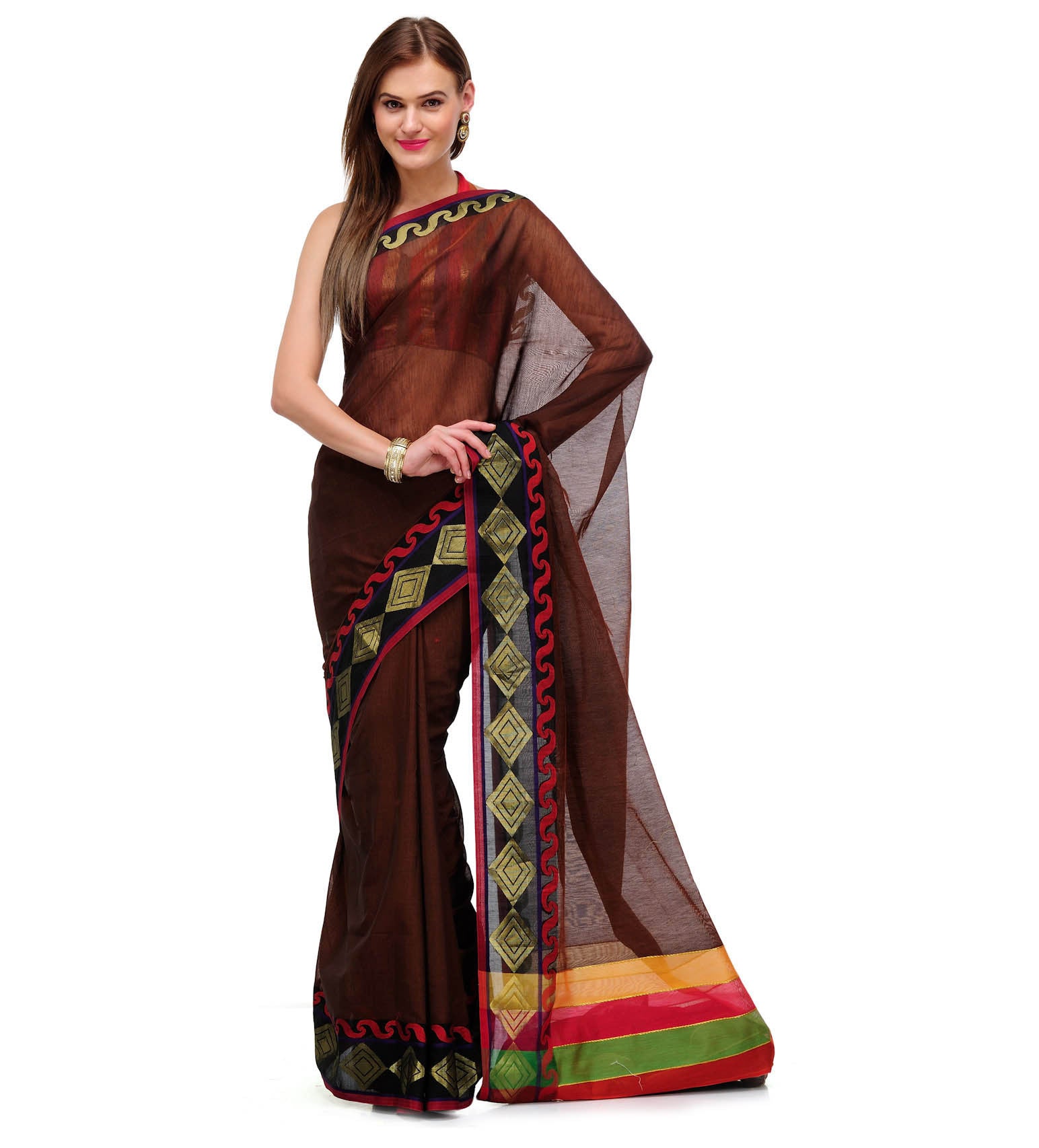 Brown Banarasi Chanderi Cotton Saree