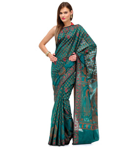 Teal Green Banarasi Chanderi Cotton Saree