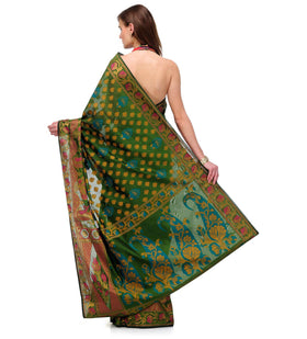 Green Banarasi Chanderi Cotton Saree