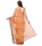 Peach Supernet Banarasi Saree