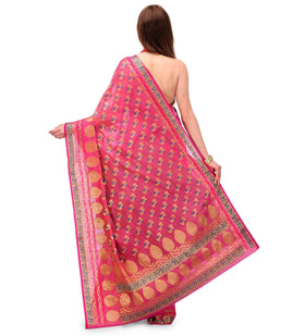 Magenta Chanderi Cotton Banarasi Saree