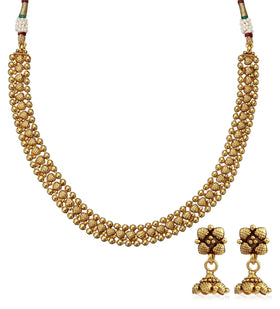 Antique Gold Toned Designer Necklace Set