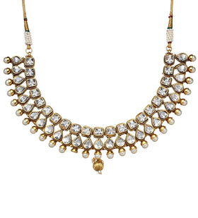 White Stone Studded Collar Necklace Set