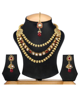 Antique Gold Toned Bandhai Necklace Set