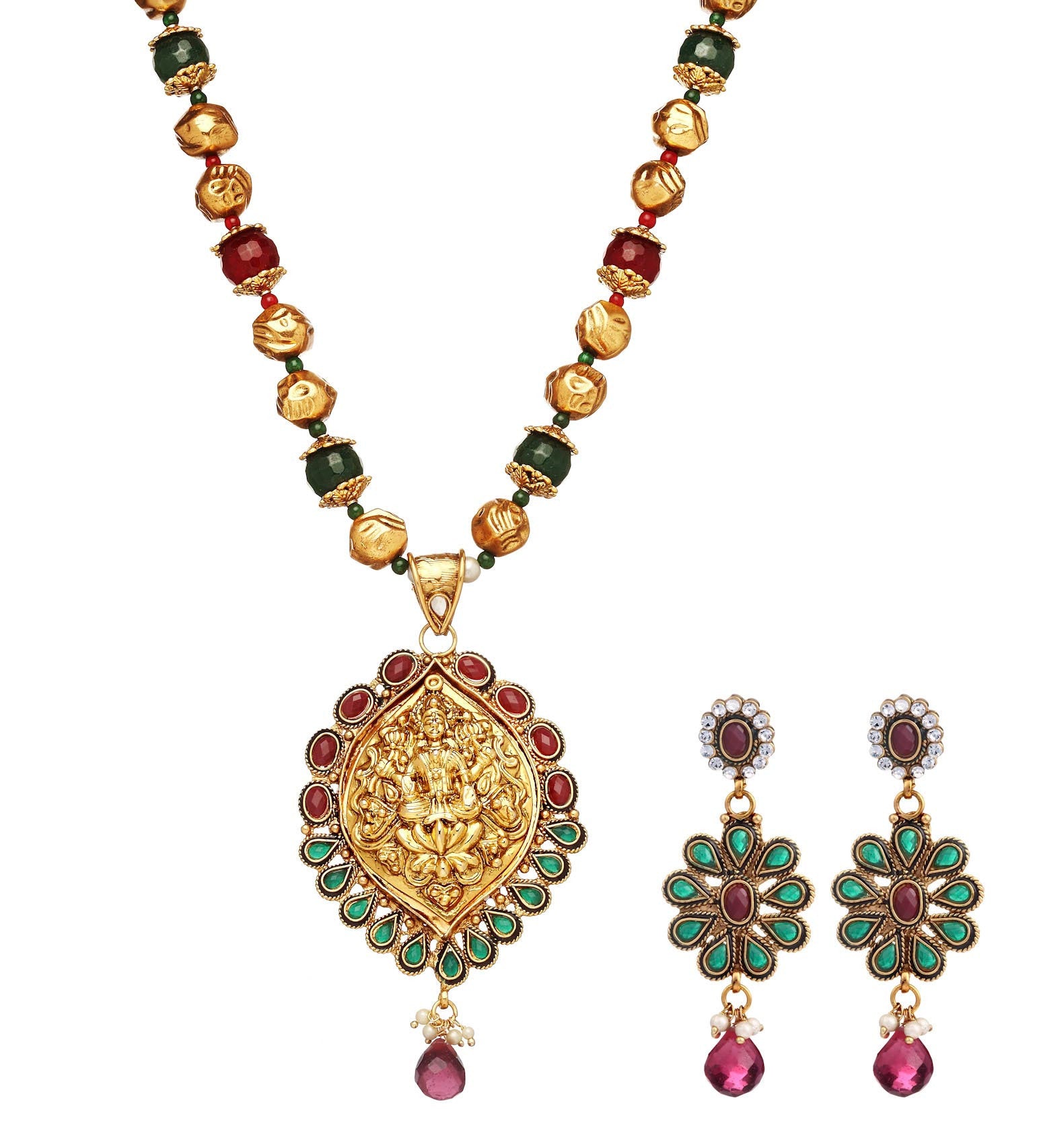 Green Temple Design Chain Pendant Set