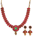 Maroon Stone Studded Fancy Necklace Set