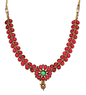 Maroon Stone Studded Fancy Necklace Set