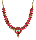 Maroon Stone Studded Fancy Necklace Set