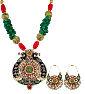 Multi-Color Beaded Designer Bridal Pendant Set