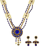 Royal Blue Stone Studded Designer Mala Set