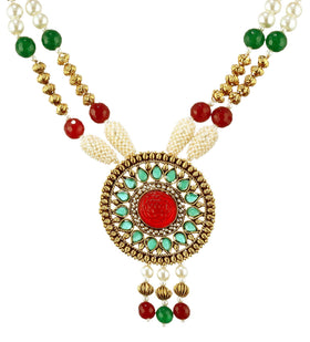 Multi-Color Stone Studded Pendant Mala Set