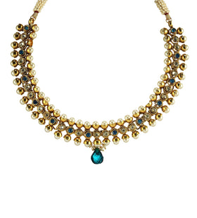 Blue Stone Studded Designer Necklace Set