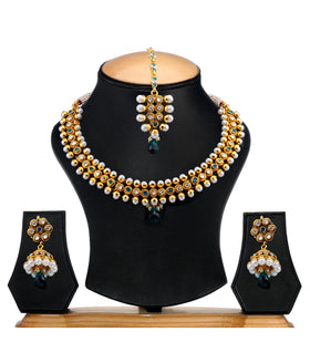 Blue Stone Studded Designer Necklace Set