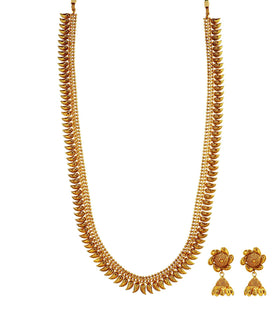 Antique Gold Toned Long Necklace Set