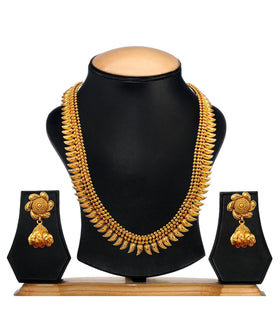 Antique Gold Toned Long Necklace Set