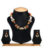 Orange Fancy Designer Mala Necklace Set