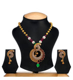 Multi-Color Stone Studded Chain Pendant Set