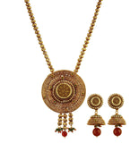 Antique Gold Toned Designer Pendant Chain Set