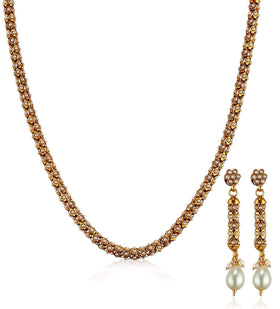 Antique Gold Toned Designer Pearl Chain Set