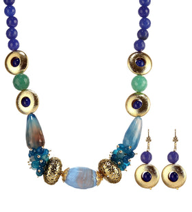 Blue Fancy Designer Mala Necklace Set