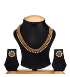 White Stone Studded Polki Necklace Set