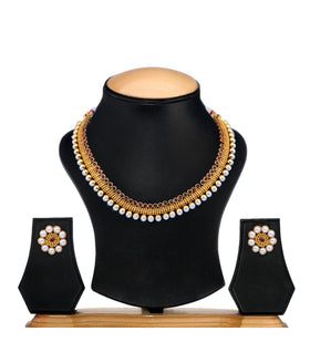 Maroon Stone Studded Polki Necklace Set