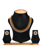 Black Stone Studded Polki Necklace Set