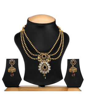 Black Jodhpuri Gold Toned Bandhai Necklace Set