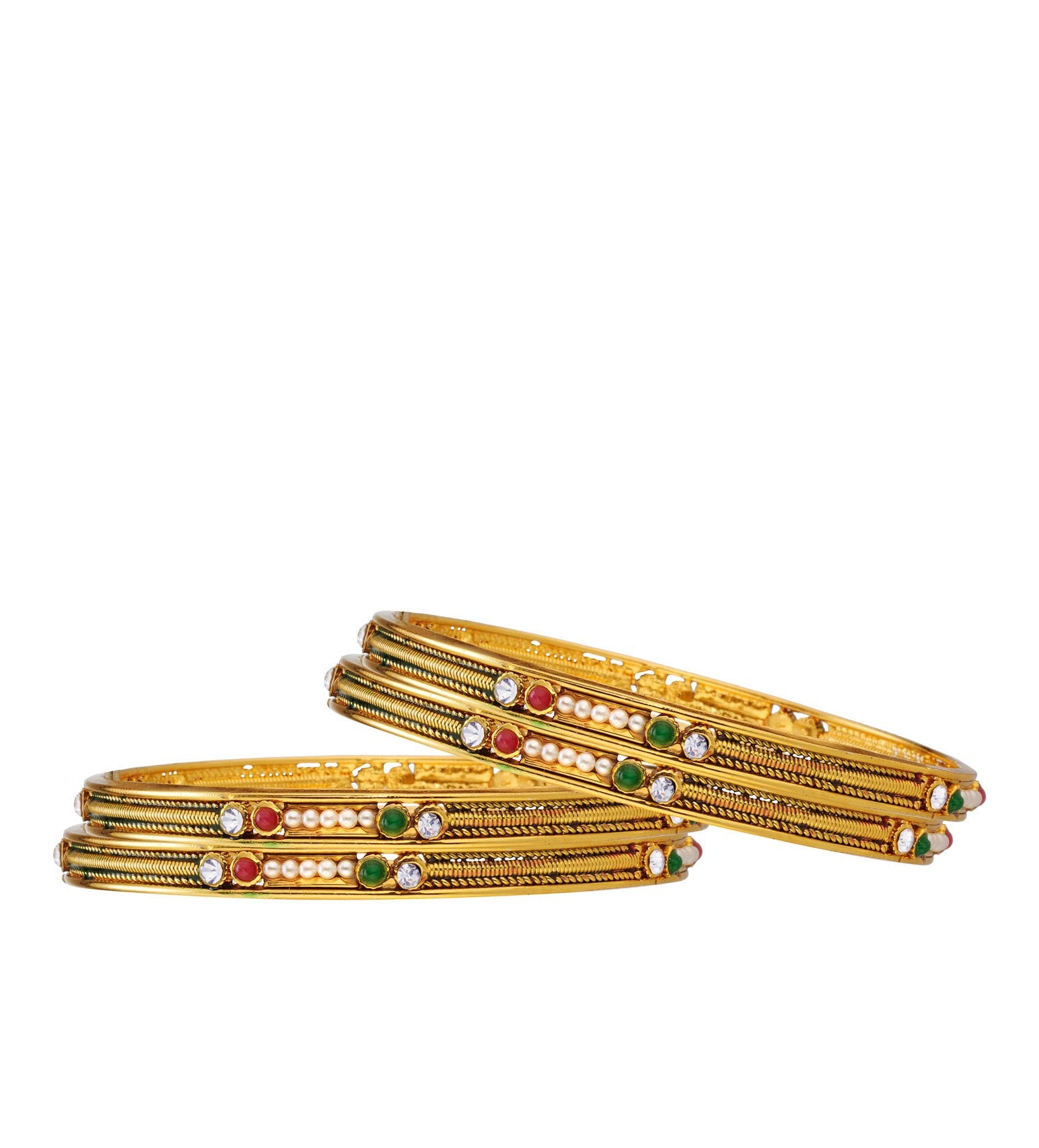 Antique Gold Toned Designer Fusion Bangles