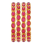 Magenta Antique Gold Toned Copper Bangles